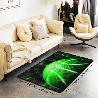 jejeloiu Basketball Living Room Rugs for Bedroom 5x7 Kids Gaming Sports Decor Carpet for Boys Girls Teens Ball Games Area Rug Soft Gift for Basketball Lover Grey and Black Room Decor
