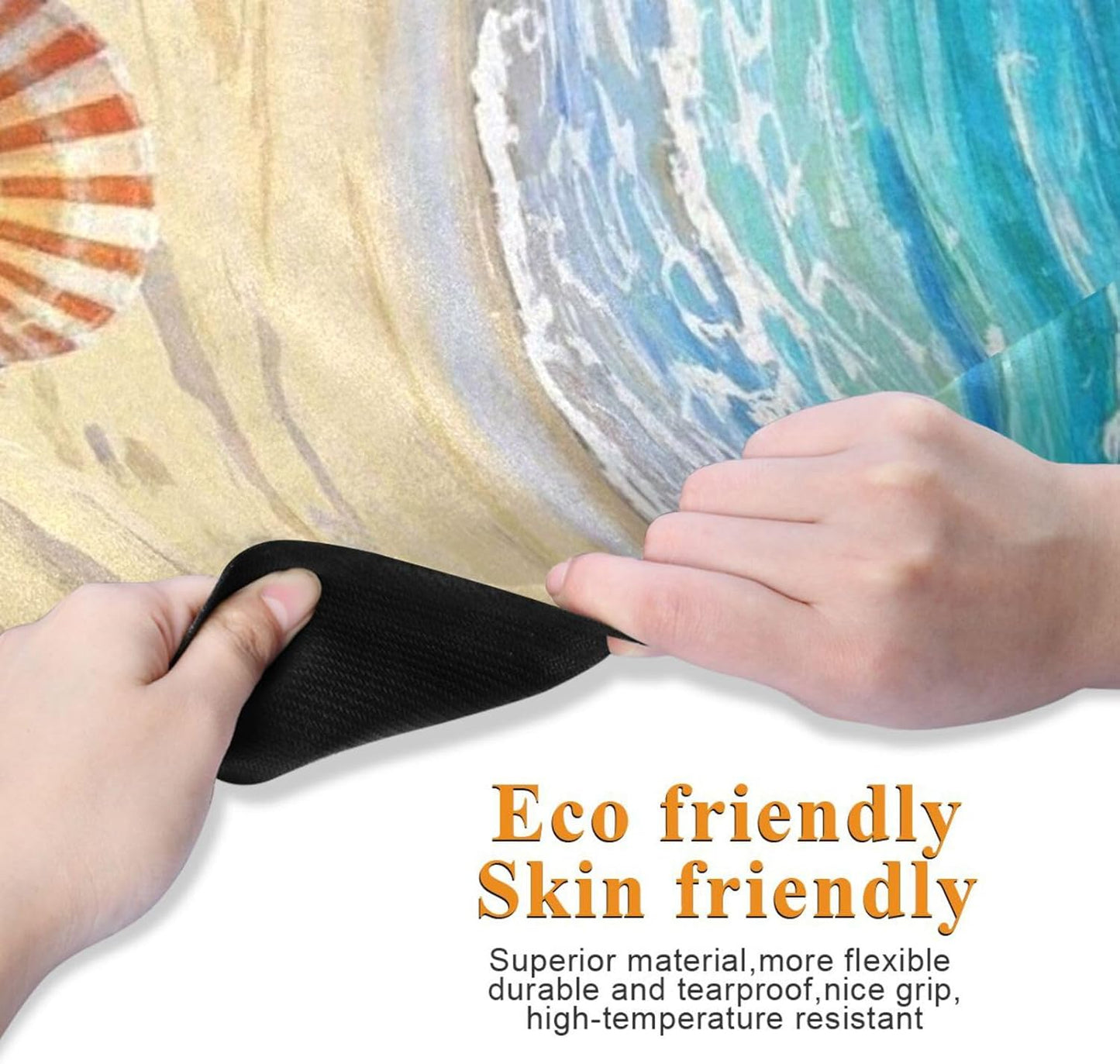 Beach Scenery Starfish Shells Coconut Trees yogamat for fitness printed, natural rubber non slip, with bag for carrying tapete para ejercicio 71x26 inches 1MM