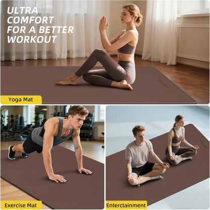 PAIDU Extra Long Wide Yoga Mat 76"x33"x2/5 Inch - Non Slip Thick Exercise Mat for Home Gym, Yoga, Pilates & Workouts