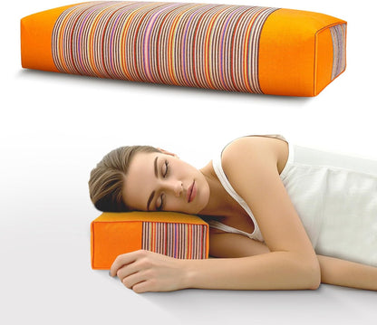 Adjustable Buckwheat Hull Pillow for Neck Pain Relief (21x8x4in) Natural Cooling Cervical Support Organic Pillow for Side & Back Sleepers with Night Sweats (Grey)