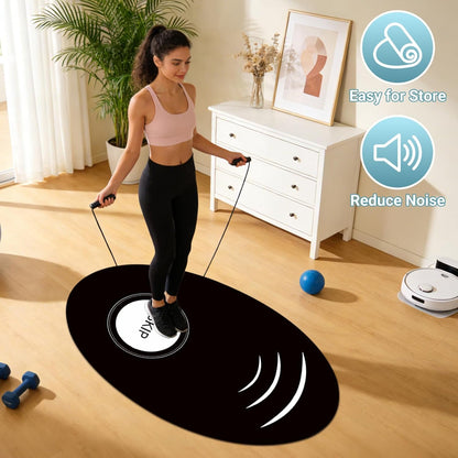 Jump Rope Mat and Jump Rope Set，35.4 x 55.1 inch High-Density Rubber Exercise Mat, Non-Slip and Shock-Absorbing, Suitable for Indoor and Outdoor Home Gym Workouts.