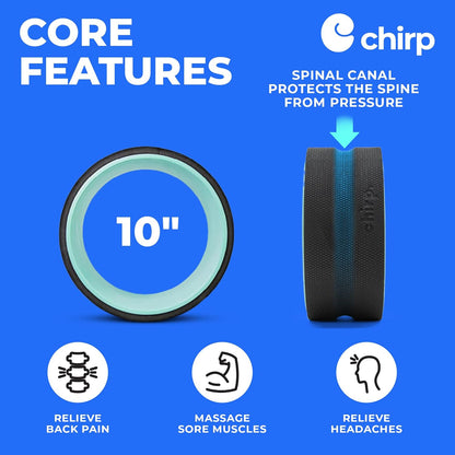 Chirp Wheel Foam Roller – Targeted Back & Neck Relief, Lumbar Spine Stretcher, Spinal Decompression Back Stretcher, Massage Roller with Density Foam for Physical Therapy, Supports 500lbs, 4-Pack Black