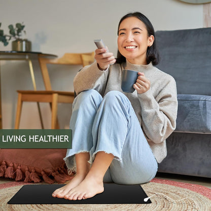 Grounding Mat,35.4x23.6 inches,Reconnect to The Earth EMF Recovery,for Foot Therapy, Universal Grounding Sleep Mat, Grounding Yoga Mat,Improve Energy,Sleep Assist and Helps with Anxiety Black