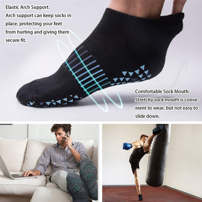 Hylaea Unisex Non Slip Socks with Grip for Yoga, Hospital, Pilates, Barre | Ankle, Cushioned