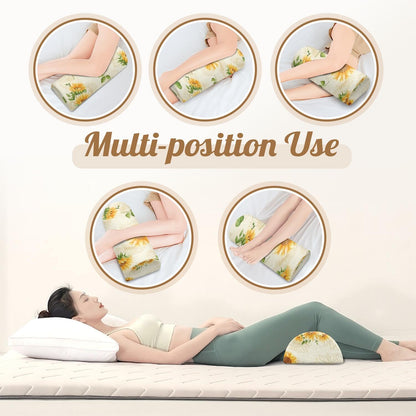 Knee Pillow for Back Sleeping – Half Moon Bolster Pillow for Under Knee While Sleeping Support, Leg & Back Pain Relief (21.5x9x5 Inches)