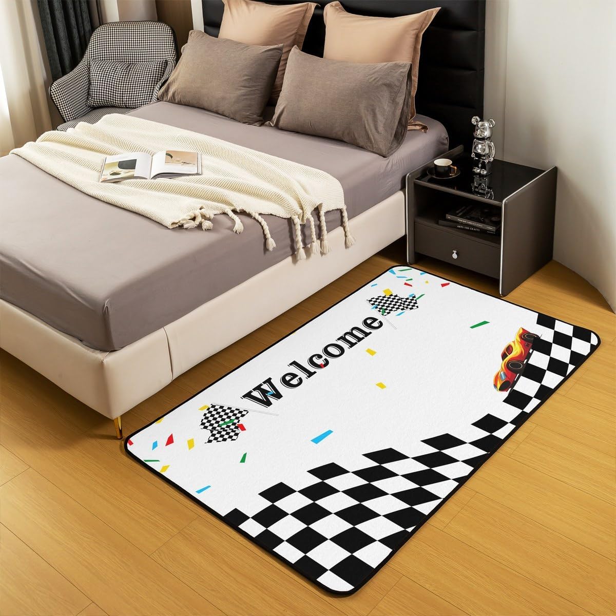 jejeloiu Basketball Living Room Rugs for Bedroom 5x7 Kids Gaming Sports Decor Carpet for Boys Girls Teens Ball Games Area Rug Soft Gift for Basketball Lover Grey and Black Room Decor