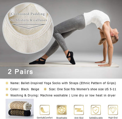 Ozaiic Pilates Socks for Women Non Slip Grip, Yoga Socks with Grippers for Barre, Hospital, Ballet, Dance, Barefoot Workout