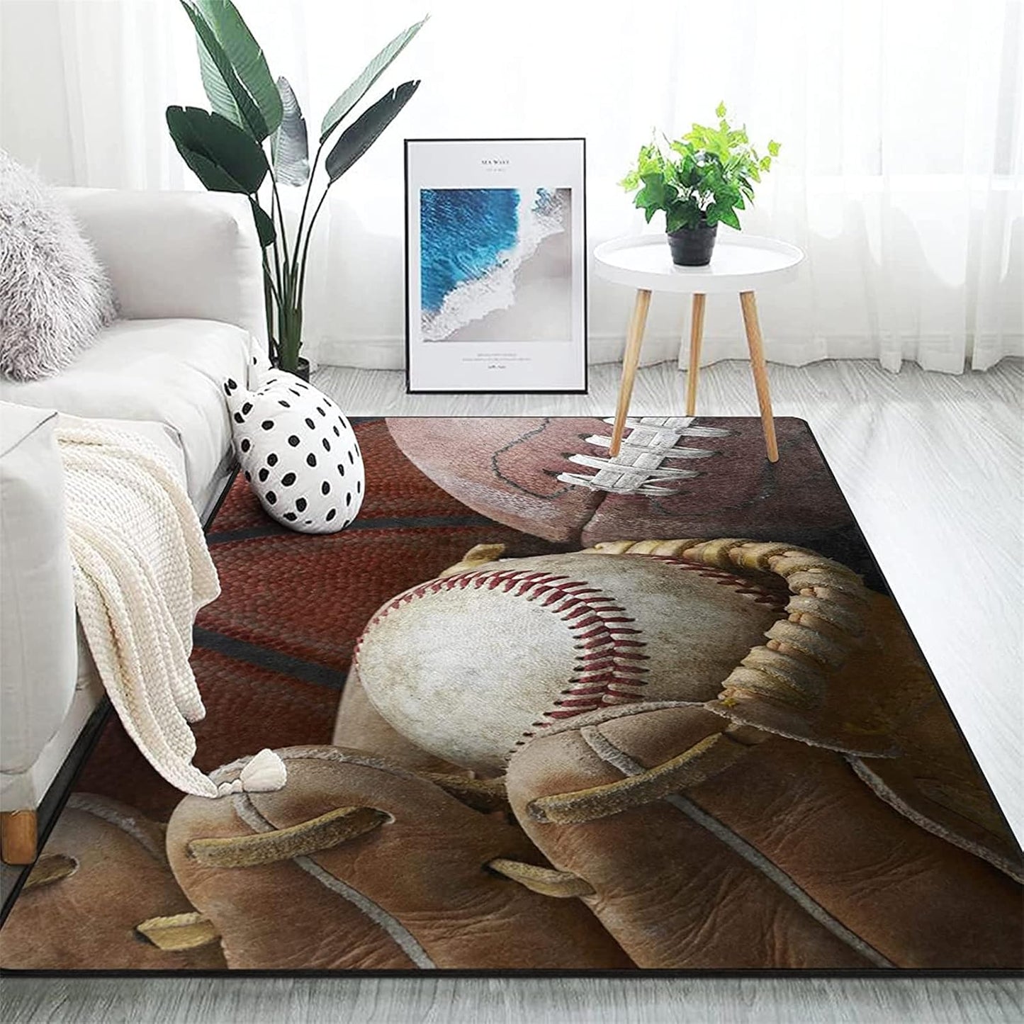 Sports Field Area Rug,5x7ft, Soccer Field Chalked Blackboard Football Stadium Board Painted Non-Slip Soft Carpet Floor Mat Indoor Living Room Bedroom Rugs Yoga Mat Home Decor