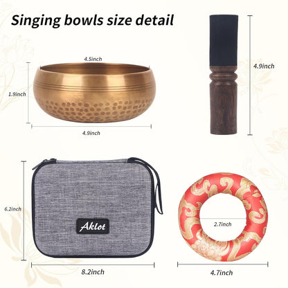 Kmise Tibetan Singing Bowls Set- Handmade in Nepal Meditation Sound Bowls for Yoga, Meditation, Mindfulness, Healing and Chakra Balancing, Stress Relief (4', Brown)