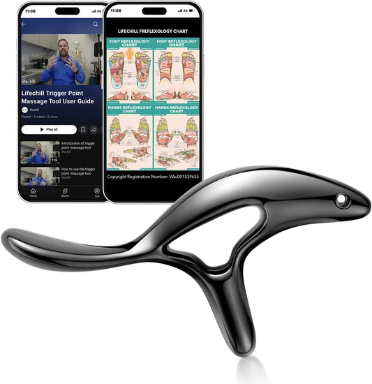 lifechill Trigger Point Massage Tool for Deep Tissue Massage & Gua Sha, HSA Muscle Scraper Tool for Full Body Pain Relief, FSA Eligible Items Thumb Saver Acupressure Tool, Fathers Day Dad Gifts