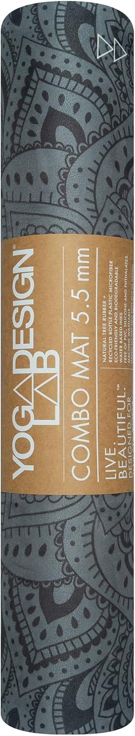 YOGA DESIGN LAB | The Combo Yoga Mat | 2-in-1 Mat+Towel | Eco Luxury | Ideal for Hot Yoga, Power, Bikram, Ashtanga, Sweat | Studio Quality | Includes Carrying Strap!