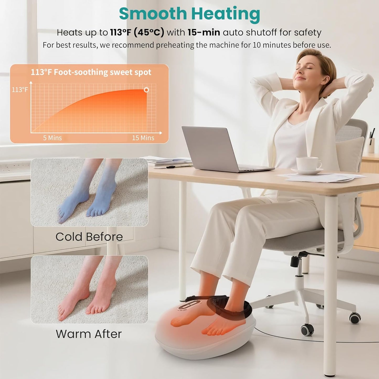 Nekteck Shiatsu Foot Massager with Heat [2026 Upgraded], 3 Modes Deep Kneading Therapy Air Compression, Feet Massage for Plantar Fasciitis, Relaxation Gifts for Men Women Mom Dad Birthday Father's Day