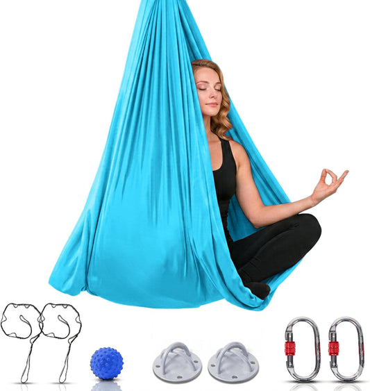 LOTUS78 Aerial Yoga Hammock 5.5 Yards (198 Inches) – Premium Aerial Silk Swing for Antigravity Fitness, Inversion Therapy, Strength & Flexibility | Purple | Yoga Trapeze for Home & Studio