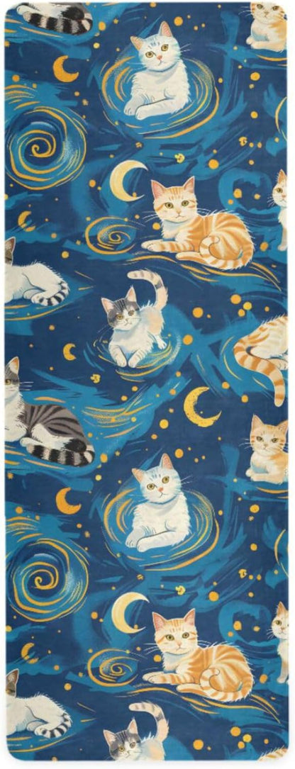 Starry Sky Cats Yoga Mat Non Slip Thick Kids Eco Friendly Rubber Workout Foldable Yoga Mat Women Exercise