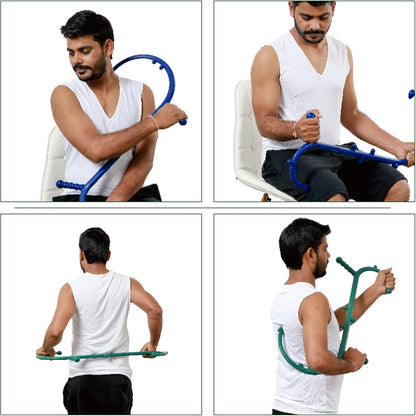 Shrdaepe 2 Pack Massage Trigger Point Cane, Body Deep Tissue, Handheld Back, Neck, Shoulder, Leg and Feet Massager Rod, Muscle Release Tool Self Massage Hook Cane Gifts for Women & Men, Blue & Green