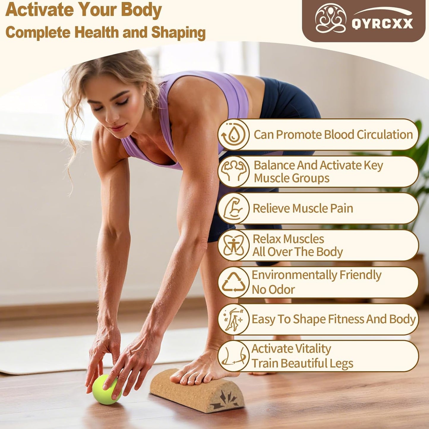 Cork 4-in-1 Balance Board Kit with Massage Roller & Ball, Toe Resistance Bands, Storage Bag & Exercise Guide - Plantar Fasciitis Recovery, Physical Therapy, Prevent Falls & Enhance Mobility