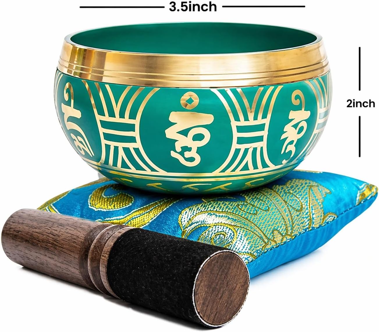 Tibetan Singing Bowl Set - Authentic Handcrafted Mindfulness Meditation Holistic Sound 7 Chakra Healing by Himalayan Bazaar (Turquoise)