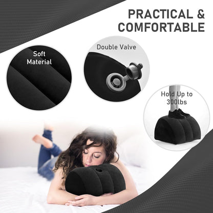 Inflatable Wedge Pillow for Travel & Sleeping - Portable Back,Knee,Leg Position Support Pillow,Ergonomic Arm Wedge Pillow for Pain Relief,Acid Reflux,Camping,Lightweight Bed Sofa Positioner (Blue)