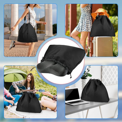 Travel Seat Cushion Carrying Bag Portable Memory Foam Cushion Storage Bag Chair Pad Organizer Drawstring Closure Bag with Adjustable Strap for Stadium Camping Beach Trip