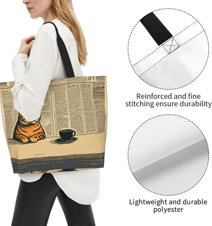 Tote Shoulder Bag Large Durable Reusable Eco-friendly Handbag Lightweight Stylish for Daily Use-19.7x15.7x5.9 Inch - Colors A