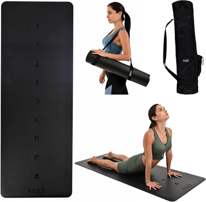 Yoga Mat Thick 5mm – Non Slip Exercise Mat Workout Surface, PU Natural Rubber Grip, Extra Large 183x68 cm Wide Design, Pilates Fitness Training, Includes Strap & Carry Bag