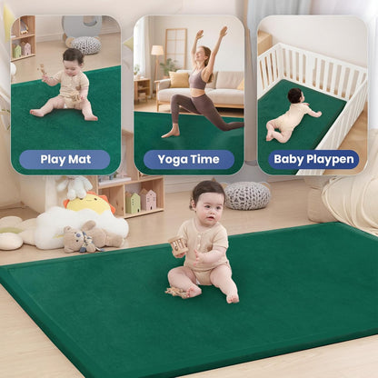 Baby Play Mat for Floor,1.3" Thick Memory Foam Tummy Time Mat,Soft Coral Velvet Nursery Rug,Large Non Slip for Crawling,Toddlers,Infants,Kids,Yoga & Tatami Style for Living Room(Dark Gray)