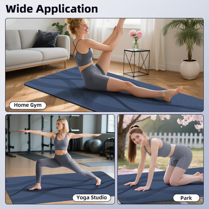 Yoga Mat High Density Exercise Mat, 76"x32"x0.27"Thick Wide & Large Yoga Mat for Women Men, Professional POE Workout Mat for Yoga, Pilates, Fitness & Stretching