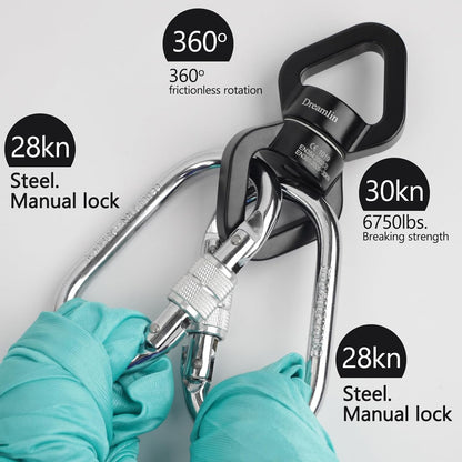 Aerial Silks Hardware Kit 30 KN Swing Swivel Aerial Yoga Hammock Rigging Aluminum Swivel Aerial Hoop Lyra Rotational Device Hanging Accessory
