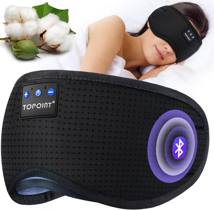 TOPOINT Sleep Mask with Headphones Bluetooth 5.4 Wireless, Sleep Headphones Earphones Earbuds with Microphone HD Speakers Music, Blackout Eye Mask for Sleeping Travel Meditation Men Women Cool Gadgets