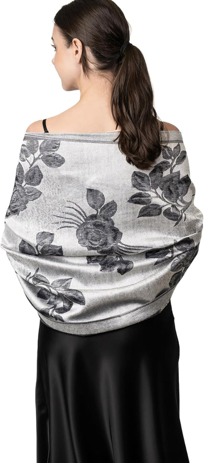 Achillea Reversible Paisley Pashmina Rave Scarf – Exotic Indian Shawls and Wraps for Evening Dresses, Festivals, All Seasons - Colors B