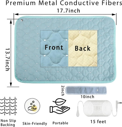 Conductive Metal Fabric Grounding Mat Set with Grounding Wristband and 15ft Cord for Bed/Desk/Floor/Feet - Machine Washable, Healthy Material to Improve Sleep and Wellness