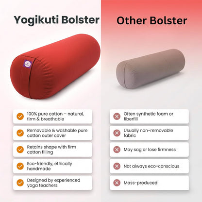 Yogikuti Iyengar Yoga Bolster for Restorative Yoga and Meditation – Lightweight Cotton Support Pillow with Handle for Easy Carry, Versatile for Pose Modification, Balance, Back Relief, and Relaxation