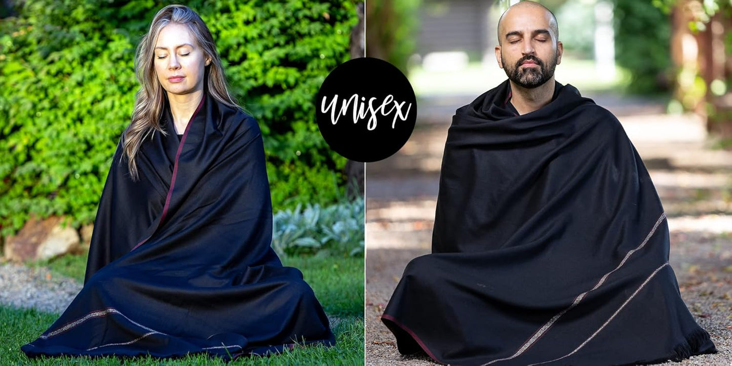 Versatile Premium Wool Blend Meditation Shawl - Large Unisex Prayer Wrap, Oversized Scarf & Yoga Blanket