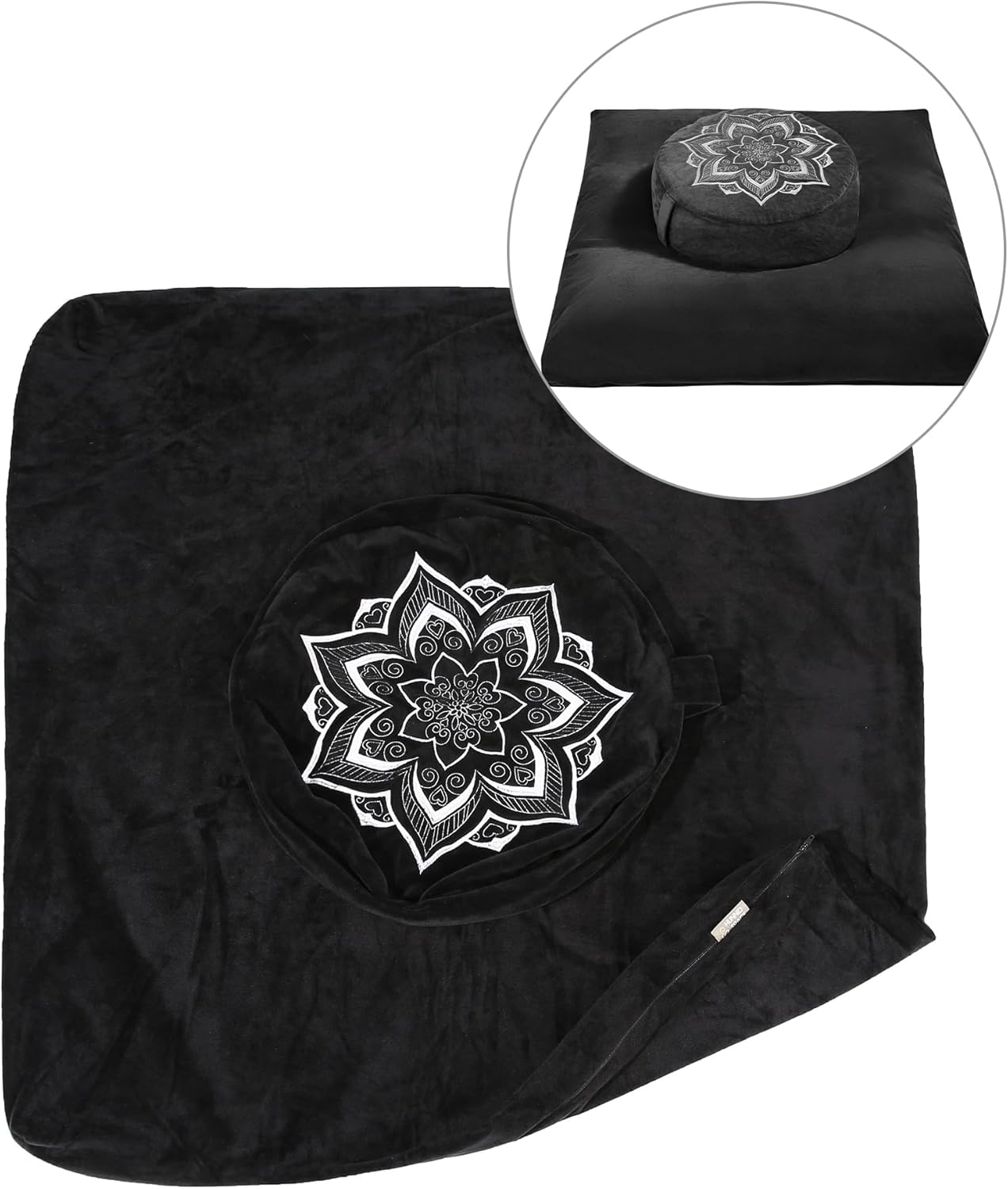 Meditation Zafu Cushion Set,Removable Machine-Washable Luxury Velvet Cover (Blue（Only Cover）)