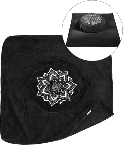 Meditation Zafu Cushion Set,Removable Machine-Washable Luxury Velvet Cover (Blue（Only Cover）)