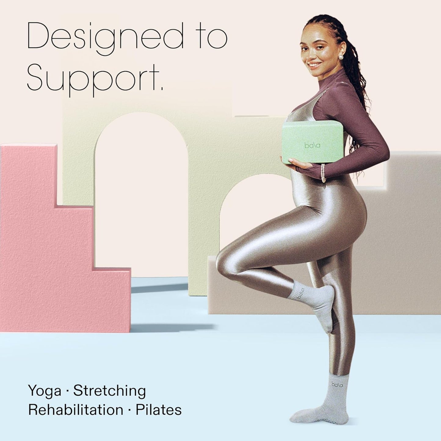 Bala Yoga Block for Working Out, Building Block - Soft Dense Foam Yoga Accessories for Stretching & Exercise - Yoga Equipment for Home Workout - Yoga Block Essentials for Women & Men