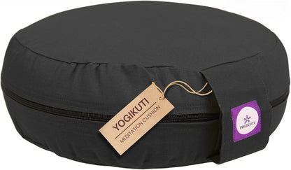 Yogikuti 100% Cotton Meditation Cushion (Round) with Handle | Firm & Comfortable Yoga Cushion | Removable Washable Cover | Floor Seating Support for Meditation, Yoga & Pranayama