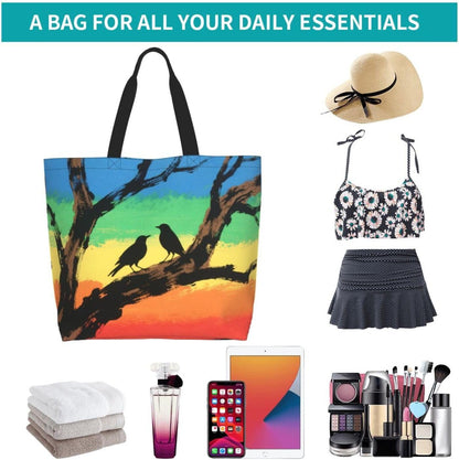 Tote Shoulder Bag Large Durable Reusable Eco-friendly Handbag Lightweight Stylish for Daily Use-19.7x15.7x5.9 Inch - Colors A