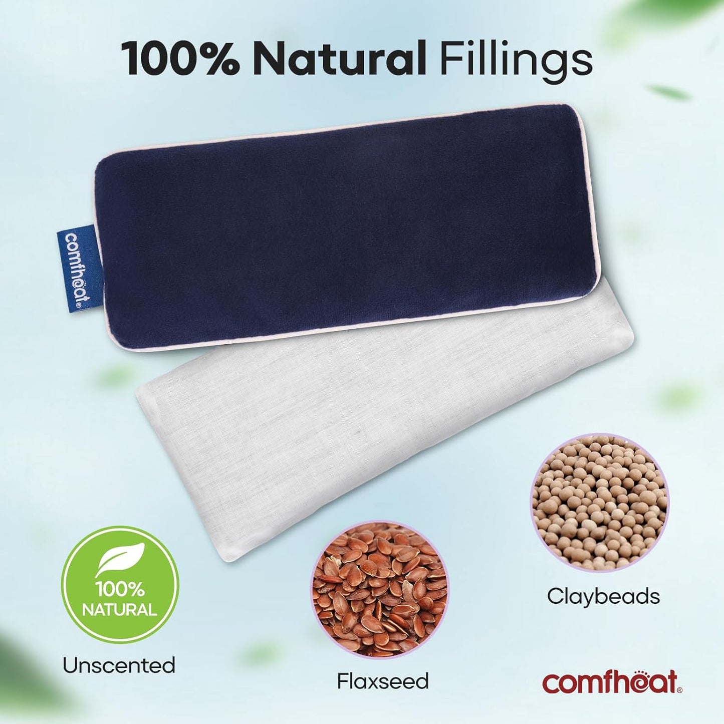 Unscented Weighted Eye Pillow for Yoga, Microwavable Moist Heat Eye Compress Mask with Washable Cover for Relaxation, Sleeping, Meditation, Yoga, Spa, Migraine Relief