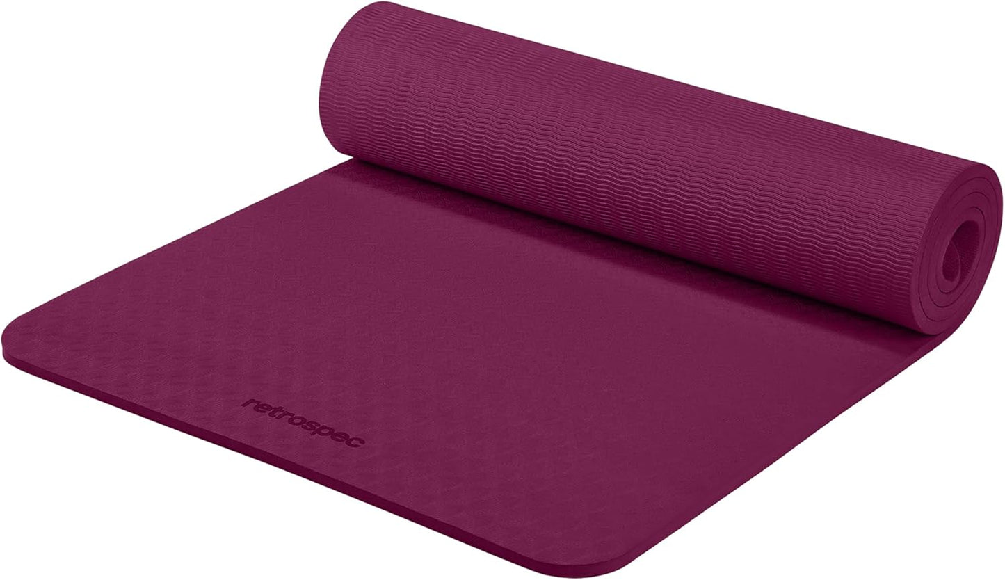 Retrospec Zuma Yoga Mat | 1/2 Inch Thick Non Slip Workout Mat | TPE Exercise Mat for Yoga, Pilates & Stretching | 72x24in