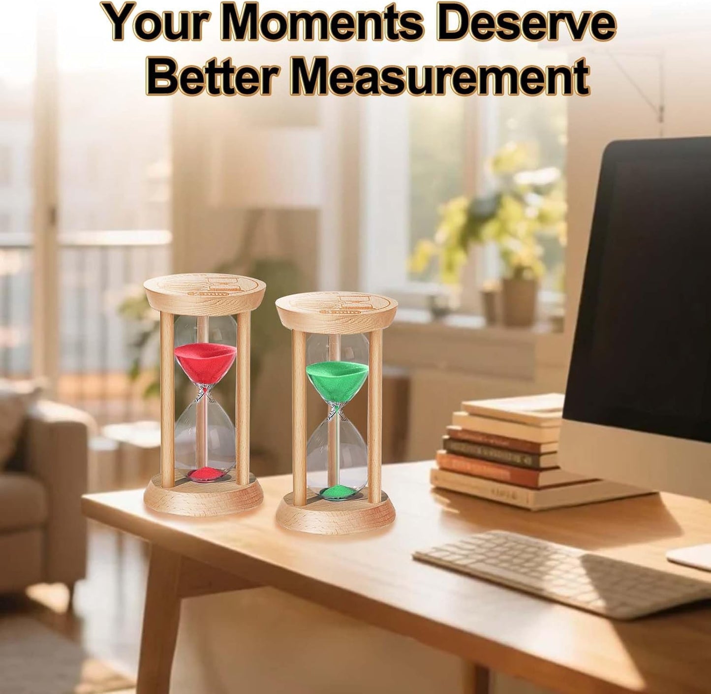 20 Minute Wooden Sand Timers,Large Bamboo Gold Sand Hourglass for Productivity, Meditation & Decor, 20 Min Reloj De Arena Sand Watch for Kitchen, Office, Game, Classroom, Yoga
