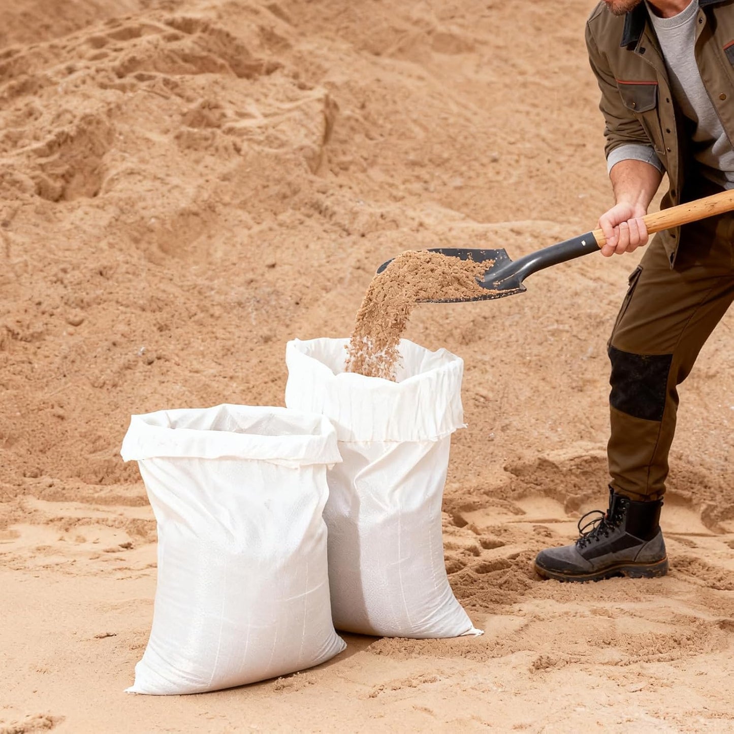 VEVOR Heavy Duty Sand Bags, 50Pack 14" x 26", Empty Sandbags for Flooding with Tie Strings, Woven Polypropylene Sand Bag with 1600 Hours of UV Protection, 50Lbs Capacity