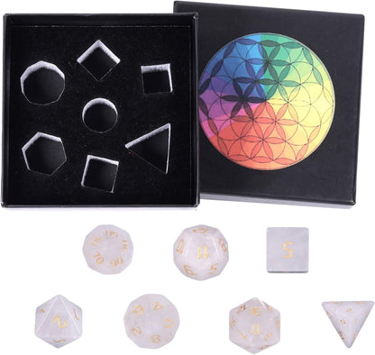 mookaitedecor 7 PCS Blue Howlite Turquoise Crystal Polyhedral DND Dice Set, Polished Tumbled Stones Dices for RPG MTG Table Games Home Decoration
