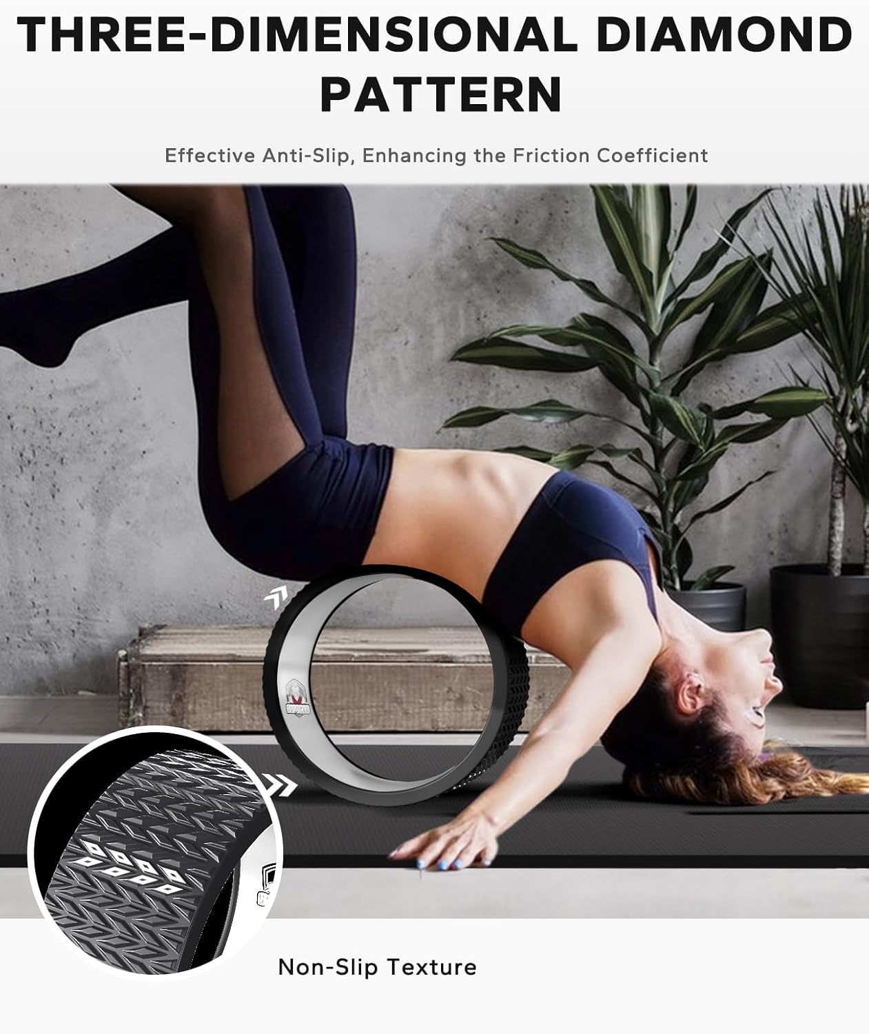 HAPBEAR Back Roller - Yoga Wheel Set with 26'' Exercise Ball – 12'' PP Inner Core Spine Alignment Tool for Back Pain Relief, Core Strength & Full-Body Workout, for Home Gym & Therapy – Pump Included