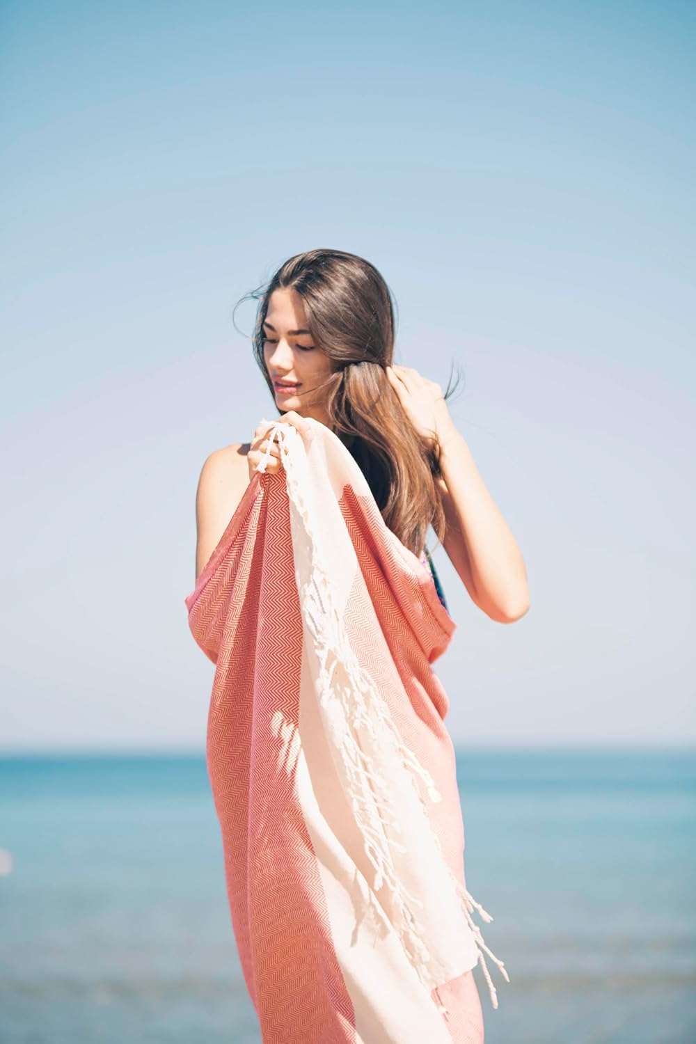 Bazaar Anatolia Turkish Beach Towel – 100% Cotton, Quick Dry, Lightweight and Sand Free – Perfect for Bathroom, Travel, Yoga, Camping, Oversized 71x39 inches - Diamond Black - Colors A
