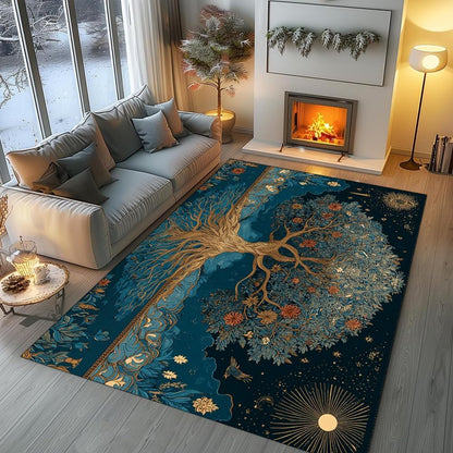Tree of Life Area Rug – Bohemian Mandala Carpet for Living Room, Bedroom, Meditation Space, Yoga, Spiritual Home Décor – Large Soft Floor Mat for Indoor Decoration (TOL08)