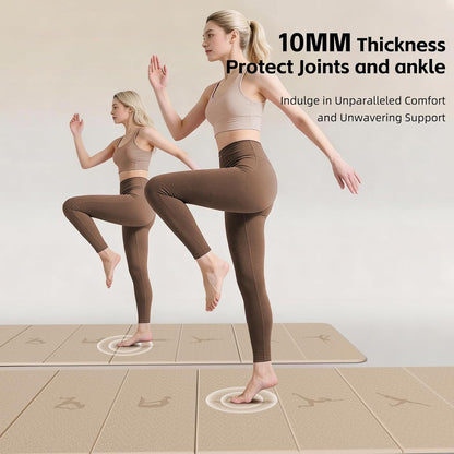 Extra Thick 10mm Foldable Yoga Mat, SGS Certified POE Non-Slip Mat, Multi-Purpose Exercise & Fitness Mats for Studio or Home