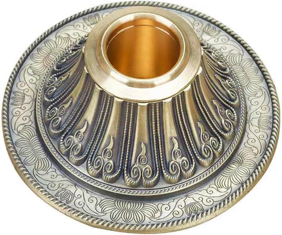Copper Tibet Prayer Wheel Holder with Mandala Pattern, Hand Held Prayer Wheel Display Stand for Praying, blessing, Meditation, Healing, Relaxing, Yoga (Prayer Wheel Not Included)