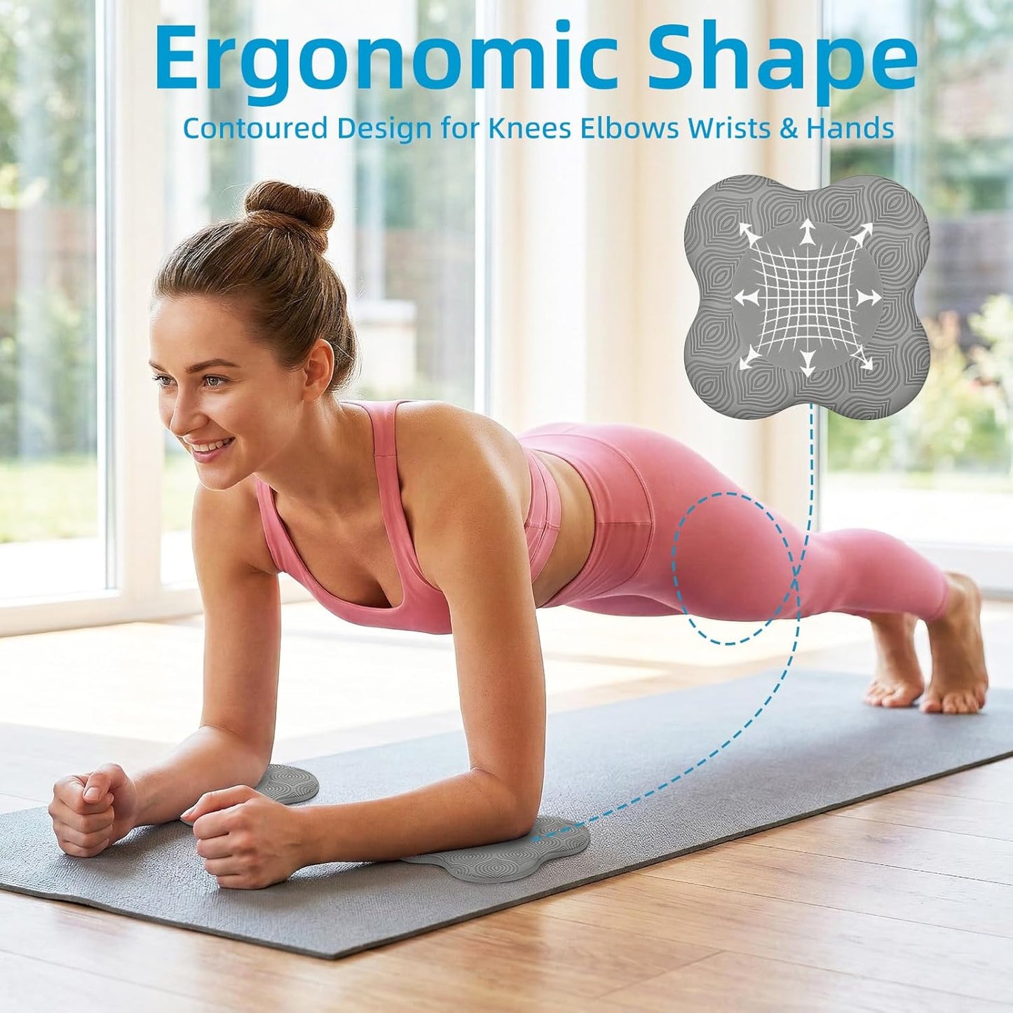 Yoga Knee Pads Set of 2 – Extra Soft Non-Slip Yoga Knee Pad Cushion for Knees Elbows Wrists – Pilates & Workout Knee Pads for Floor Exercises, Kneeling, Stretching, Fitness, Gray