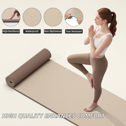 ILILI Yoga Mat 10mm Extra Thick and 193cm Extra Long, 76x28×0.4 Inch, Double Color Non-Slip TPE Material, Easy Carrying with Strap, Ideal for Yoga, Pilates, Floor Exercise, Home and Outdoor Use, Eco Friendly